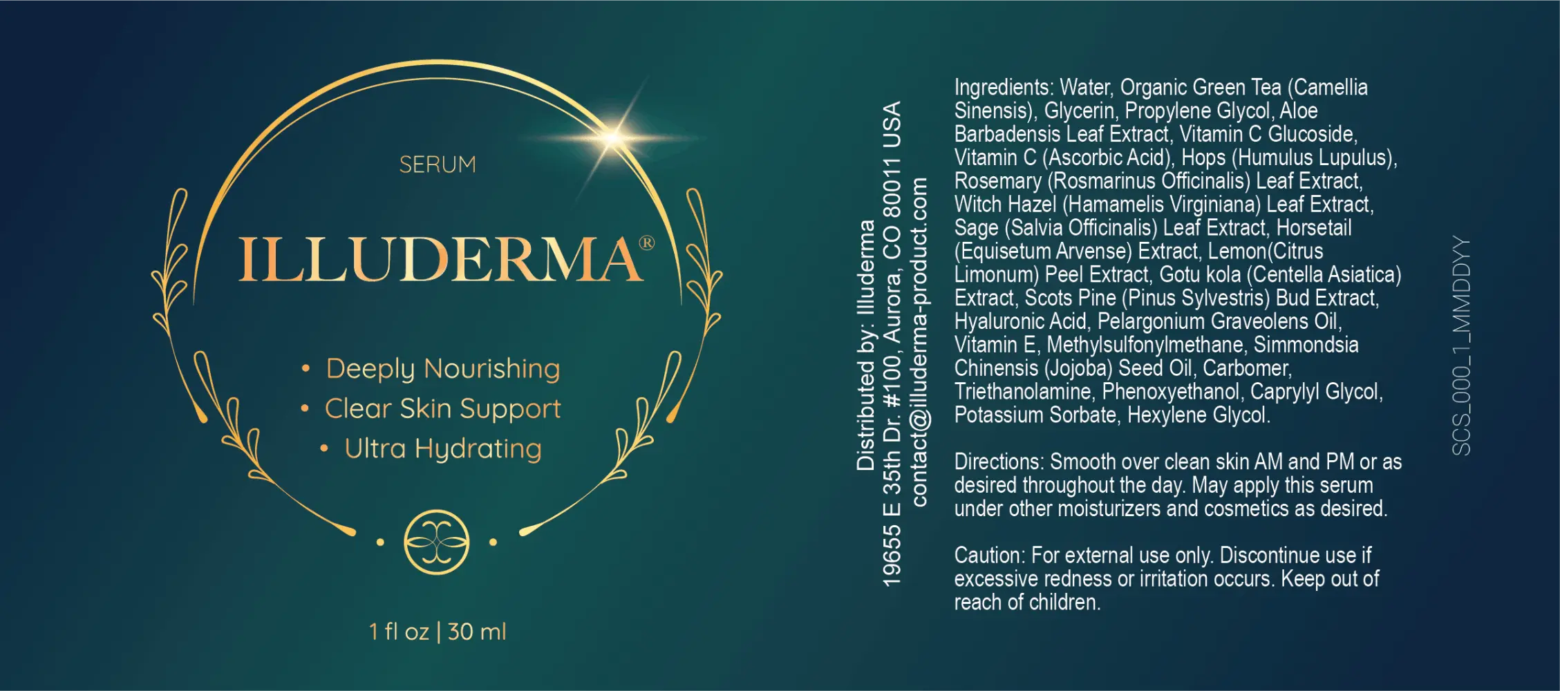 Illuderma Ingredient label